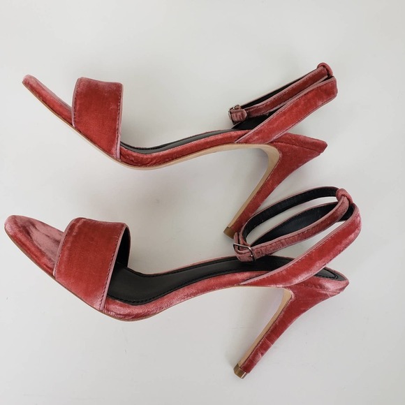 Sandro Nina Pink Velvet Strappy Sandal Siletto 8.5 - Picture 3 of 10